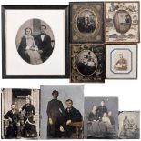 Ferrotypes and Ambrotypes 3 unframed tin or ferrotypes, size 5 ½ x 7 in. and 7 x 9 in., 2 of them