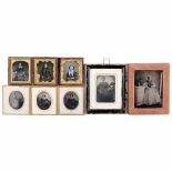 8 Ambrotypes (Various Sizes), c. 1860-1900 Germany, France and England, plate size 2 1/3 x 3 1/6 in.