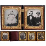 "Union Case" with Ambrotype and 4 Daguerreotypes, c. 1856-60 1) Union Case: "Littlefield, Parson &