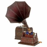 Edison Red "Gem" Phonograph, Model D, c. 19102/4-minute machine, model K reproducer, 8-panel metal