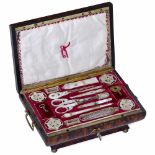 Fine Musical Sewing Necessaire, c. 1830With recessed velvet-covered tray containing mother-of-pearl,