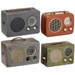 4 Radione Portable RadiosRadio Nikolaus Eltz, Vienna. Multi-band receivers. 1) Model R2, metal case,