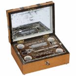 Musical Sewing Necessaire, c. 1850With recessed tray containing silver thimble and implements with
