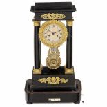 Musical Portico Clock by Blant, c. 1855Paris, with 4-inch silvered Roman dial, two-train movement