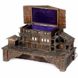 Large Chalet Musical Box, c. 1880No. 13088, carved walnut case depicting a traditional four-