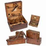 7 Wood Boxes for Surveying Instruments, c. 1850 on wards1) Gebrüder Zimmer, Stuttgart. Oak, 10 5/8 x