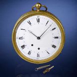 Unusual Musical 'Carriage Watch', c. 1820With 4-inch (10 cm) enameled Roman dial with Arabic