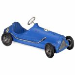 Talbot Pedal Car, c. 1940French toy car, pedal car racer, tin, lacquered in blue, rubber tyres,