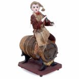 Rare Musical Automaton Drinker on Barrel by Roullet et Decamps, c. 1895With bisque head stamped "