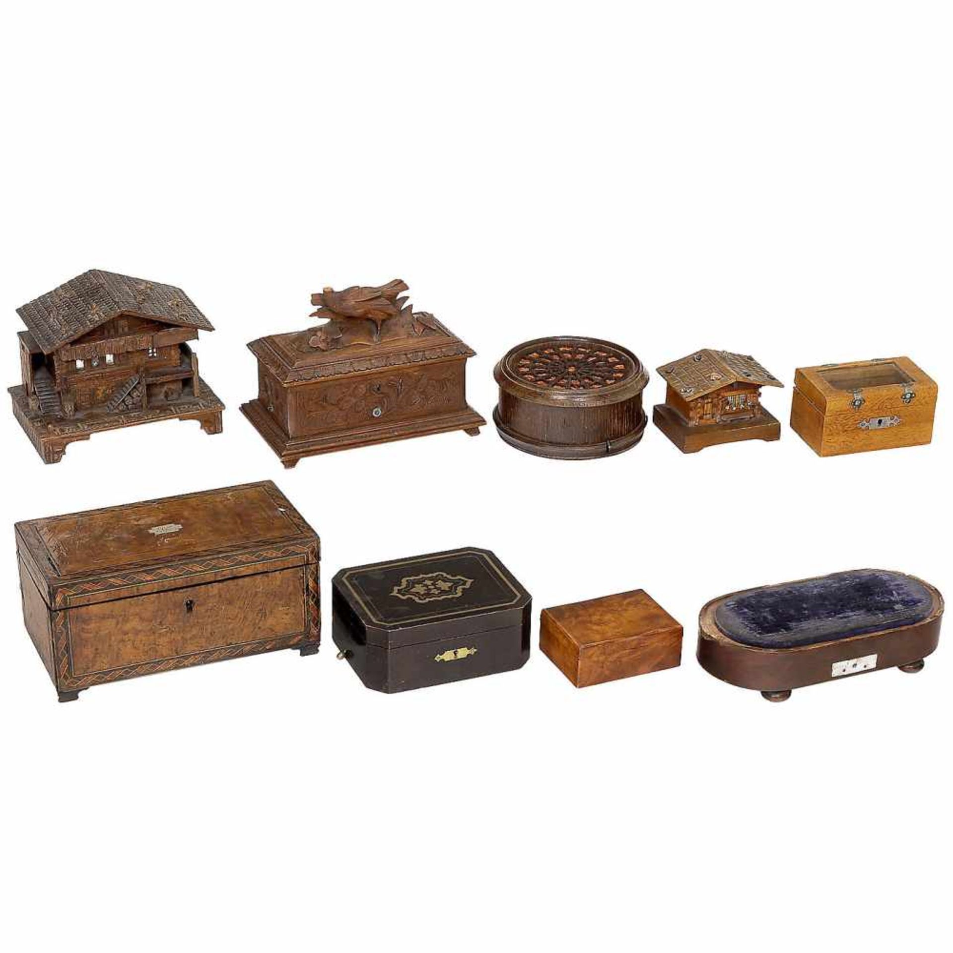 9 Musical Box Movements and Cases for Spares/ RestorationTabatière in an earlier inlaid case;