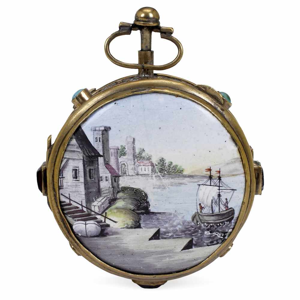 Austrian Musical Pocket Watch, c. 1820No. 233, with 2-inch (5 cm) enameled annular Arabic dial - Bild 2 aus 3