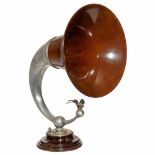 S.G. Brown Type Q Loudspeaker, 1924England. Mahogany base and horn, aluminum neck with bluebird