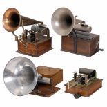 4 Cylinder Phonographs for Restoration, c. 19051) German "Kastenpuck", Art-Nouveau cast-iron