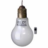 Large Philips Advertising Lightbulb, c. 1940Bulb-shaped ceiling lamp, labeled "Philips Bi-Arlita",