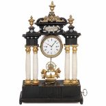 Austrian Musical Clock with Rzebitschek Movement, c. 1845With enameled Roman dial, 4 3/4 in. (12