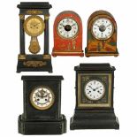 5 Interesting Mantel Clocks1) 2 Bulle clocks in chinoiserie cases, c. 1930, France. Electric