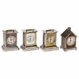 3 Junghans Musical Alarm Clocks and 1 further Clock, c. 1920Nickel-plated brass cases, movements