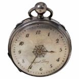 Musical Silver Pocket WatchNo. 6298, date and origin unknown, with 2-inch (5 cm) silver dial with