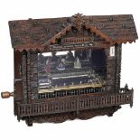 Station Musical Box Chalet with Dancing Dolls, c. 1900No. 104215, crank-wind coin-activated movement