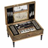 Musical Clavichord-Form Sewing Necessaire, c. 1840With recessed tray and two fitted sections