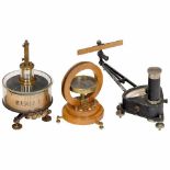 3 Precision Galvanometers, 1900-19301) Mirror galvanometer by Felten & Guilleaume, Carlswerk,