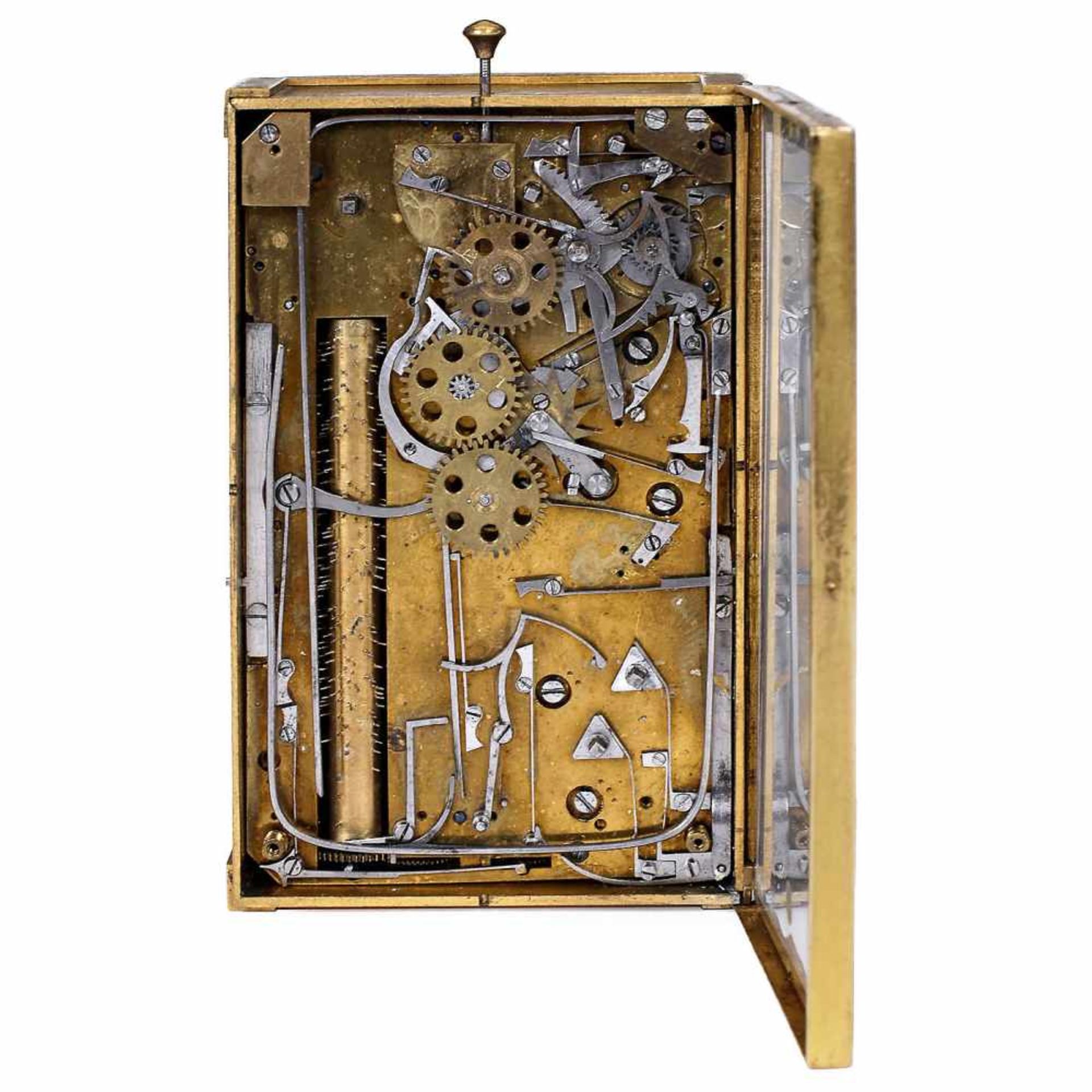 Fine Musical Carriage Clock, c. 1820With silvered Roman dial, phases of the moon indicator and - Bild 3 aus 3