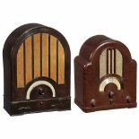 2 Bakelite Radio Receivers1) Siemens 23WL, LW + MW, 3 tubes, mains-operated, integrated loudspeaker,