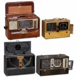 4 American Portable Radios1) Zenith Trans-Oceanic A600, 5 tubes, MW and SW, brown leather case,