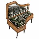 Piano-form Musical Sewing Necessaire, c. 1850With recessed velvet-covered tray containing: three