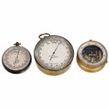 3 Cased Pocket Barometers1) J. Hicks, London, no. 7160, silver case, reverse with several hallmarks,