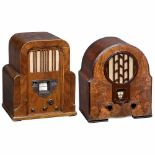 2 Radio Receivers1) Orion, Hungary. Model 7066, 7 tubes, LW + MW, mains-operated, c. 1933. - And: 2)