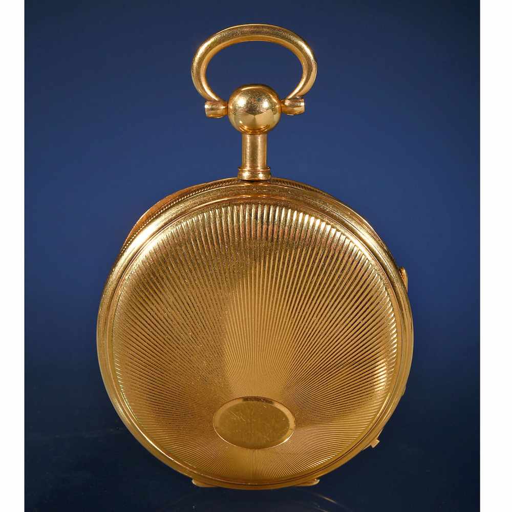 18-Carat Gold Musical Sur-Plateau Pocket Watch, c. 1815With 2-inch (5 cm) enameled Arabic dial, - Image 2 of 4