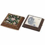 2 Musical Tiles, c. 19001) With majolica-type floral tile, single-air movement, tune-sheet for 3