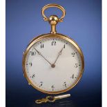 18-Carat Gold Musical Sur-Plateau Pocket Watch, c. 1815With 2-inch (5 cm) enameled Arabic dial,