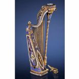 Exceptional 18-Carat Gold and Enamel Musical Harp Pendant, c. 1805Bessière & Schneider (?), of