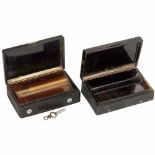 2 Musical Snuff Boxes, c. 1830sBoth two-air movements with sectional combs, one with twenty groups