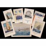 7 Cruise Liner Menu Cards, 1940sHamburg-Amerika Linie; Norddeutscher Lloyd; Bremen; El Mansour;