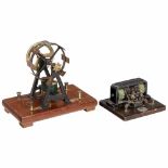 2 Early Electric Motors, c. 19001) Electromagnetic motor according to Froment, 2 electric magnets,