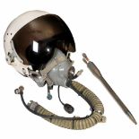 Starfighter Pilot Helmet and Pilot-Static-Tube, c. 19651) Helmet with oxygen mask, earphone,