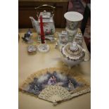 A Franklin Mint porcelain tea set and other items