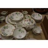 A hand painted tea set with gilt edging, unmarked, 33 pieces