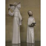 Two Lladro figures; Nun Ringing a Bell and Candle to Bed