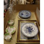 A part Coalport tea set, two Chinese 19th century blue and white plates, other decorative plates,