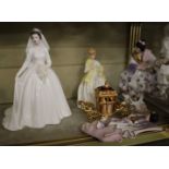 A Coalport figure; HRH Princess Margaret limited edition, a Worcester figure First Dance 3629, a