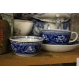 Mixed lot including three blue and white tureens, decorative vases, green glaze plates, Oriental and