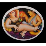 Beryl CookOval colour print'Two Ladies on Couch'Signed pencil to marginNumber 673/850Alexander