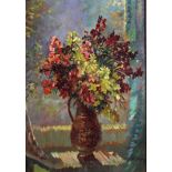 Mary TroyStill life of vase of flowers Oil on boardSigned lower right67 x 47cm