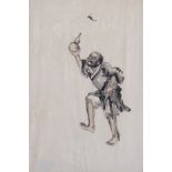 Japanese 20th Century SchoolTwo watercolours with characterSketches on rice paper38cm x 26cm