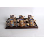 A set of six china mugs and saucers, Compton & Woodhouse Wonders of the Nile (1995), decorated