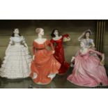 A collection of five Coalport figures; Ladies of Fashion series: Melanie, Christina, Romany Dance,